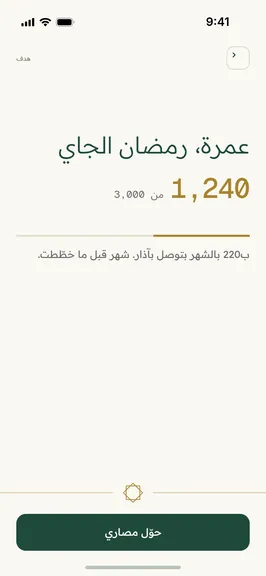 شاشة هدف الادخار في عثمان